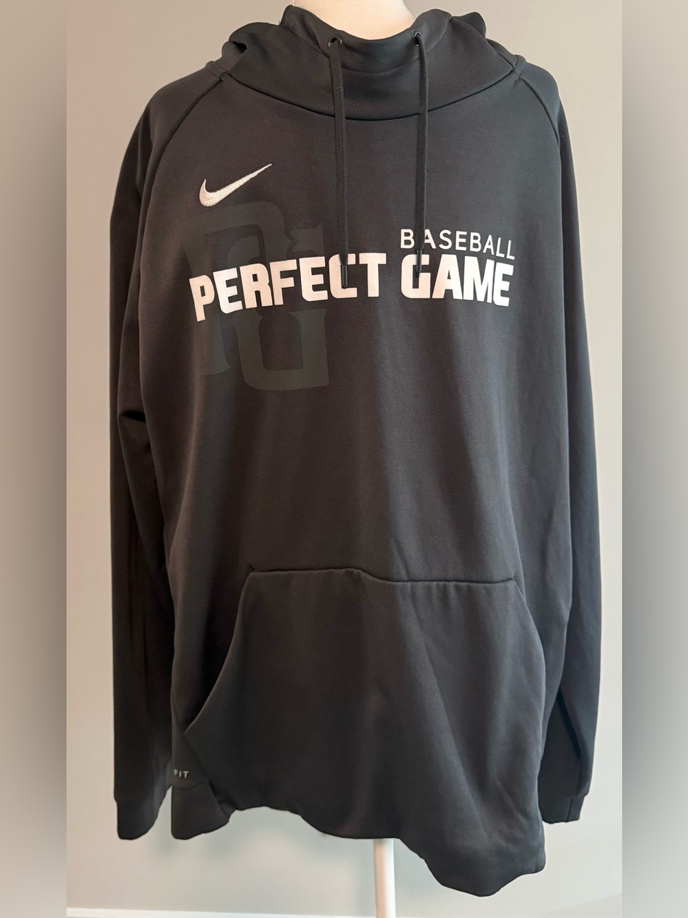 NIKE Perfect Game Baseball Gray and White Polyester Hoodie Unisex Size XL